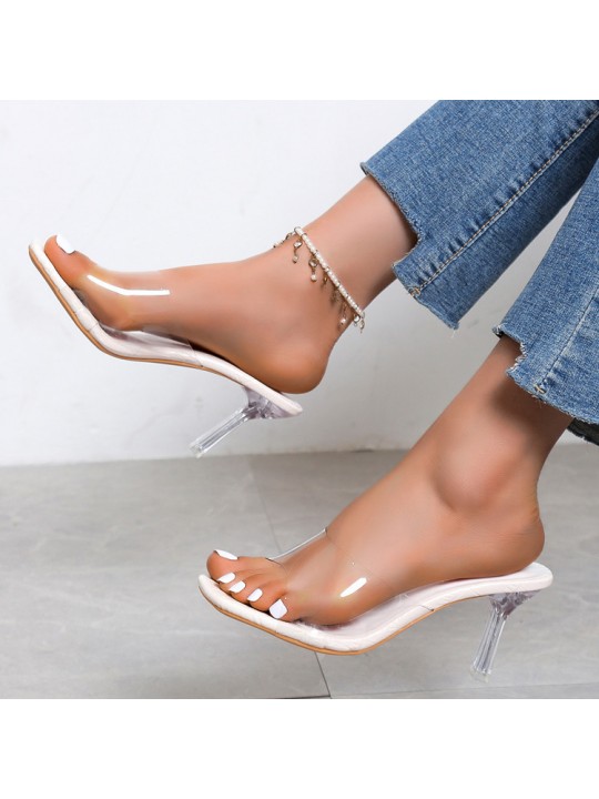 Women Fashion Casual Transparent Design Stiletto Sandals