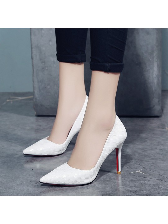 Women Fashion Pointed Toe Stiletto Plaid High Heels Pumps