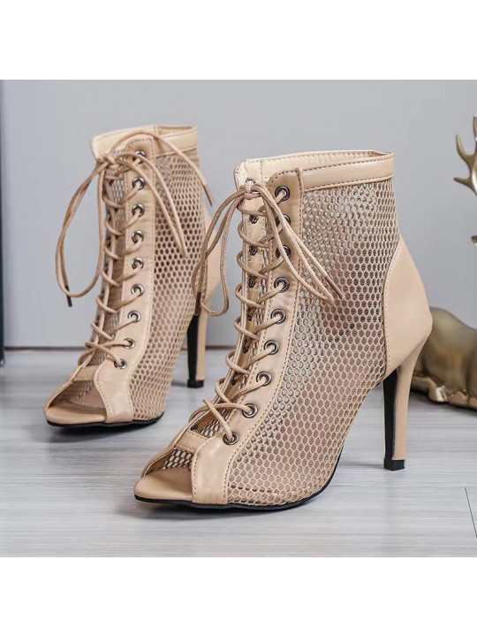 Plus Size Women Fashion Mesh Stiletto Sexy Sandals