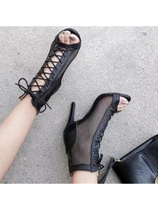 Plus Size Women Fashion Mesh Stiletto Sexy Sandals