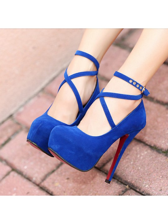 Plus Size Women Fashion Shallow Mouth Round Toe Stiletto Platform Sexy Strappy High Heels