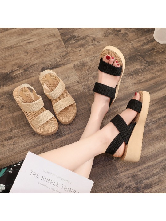 Plus Size Women Fashion Cross Strap Platform Sandals