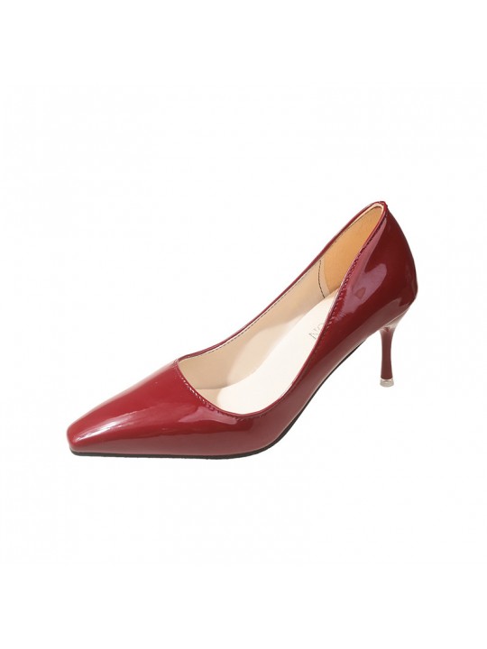 Women Fashion Solid Color Patent Leather Pumps