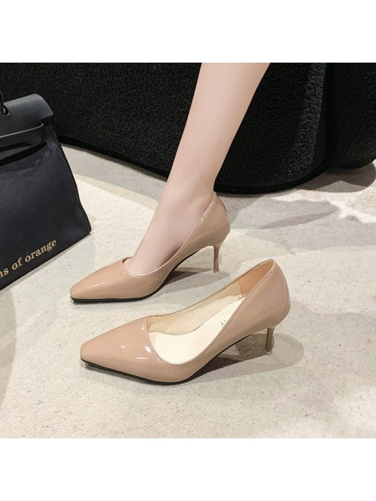 Women Fashion Solid Color Patent Leather Pumps