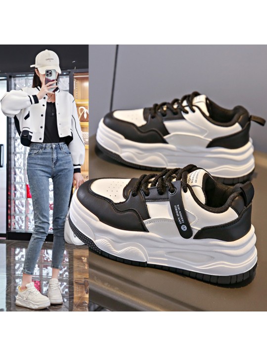 Women Fashion Casual Breathable Thick-Soled Lace-Up Sneaker