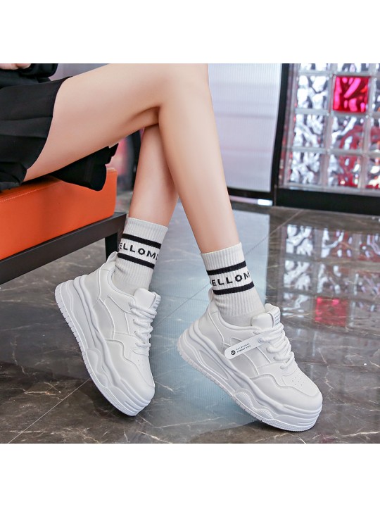 Women Fashion Casual Breathable Thick-Soled Lace-Up Sneaker