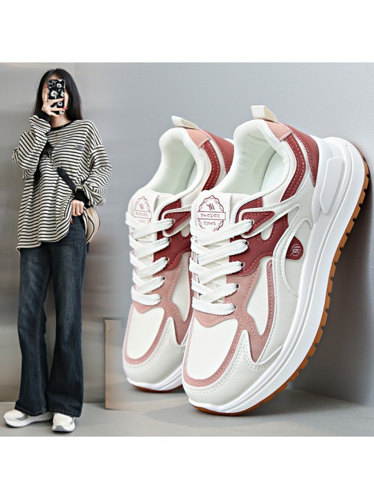 Women Fashion Casual Color Block Round Toe Thick-Soled Sneaker