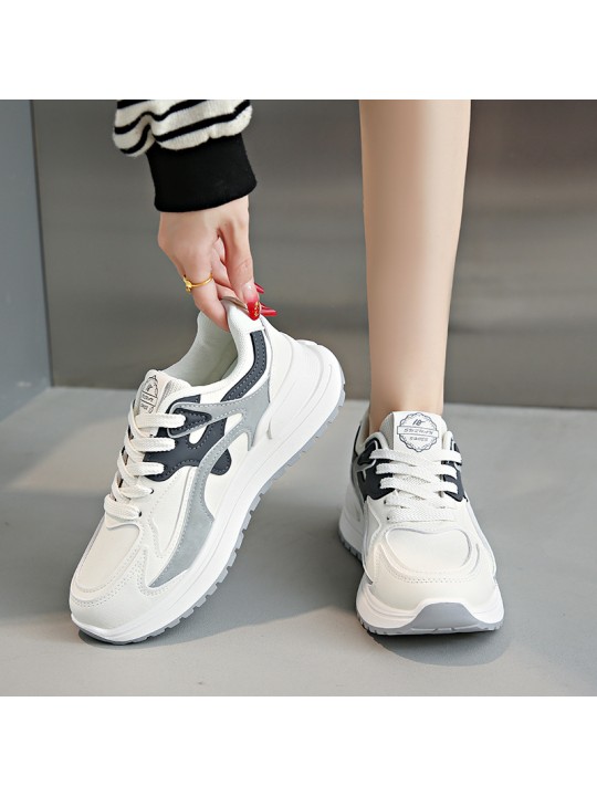 Women Fashion Casual Color Block Round Toe Thick-Soled Sneaker