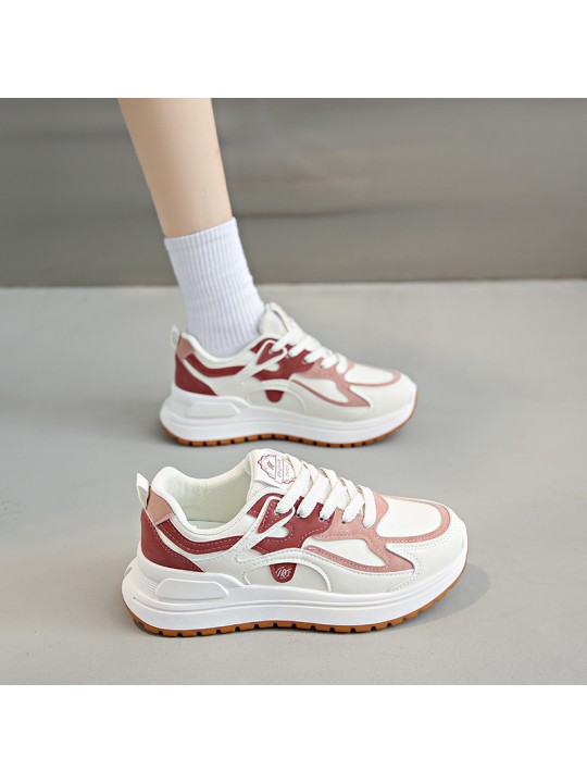 Women Fashion Casual Color Block Round Toe Thick-Soled Sneaker