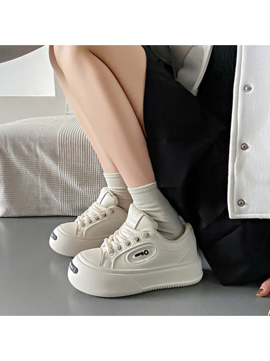 Women Casual Solid Color Round Toe Thick-Soled Sneaker