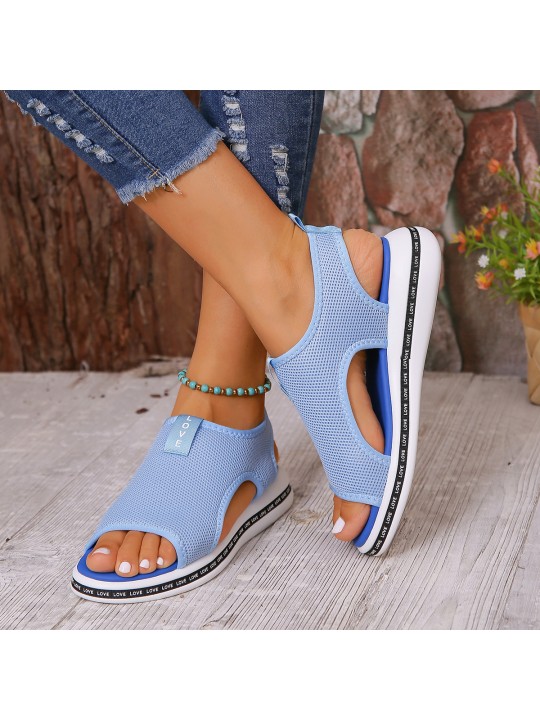 Summer Women Fashion Plus Size Solid Color Fly-Woven Breathable Sandals